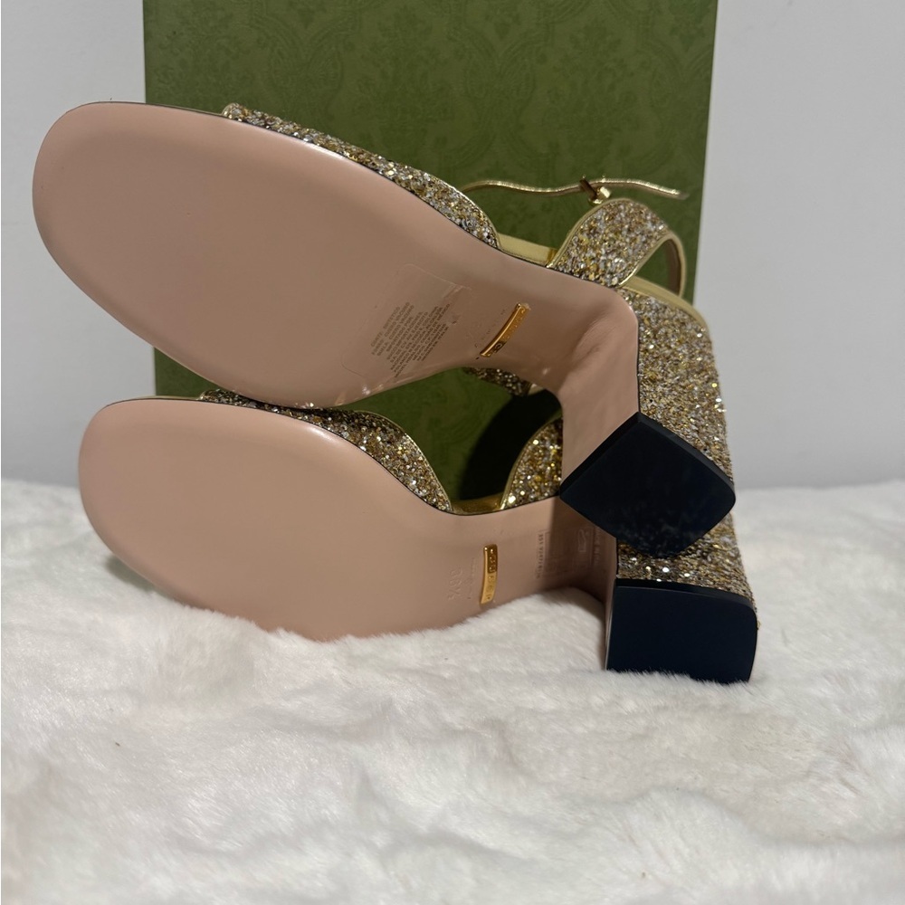 Gucci Women's Glittering Gold Heels - Picture 6 of 7